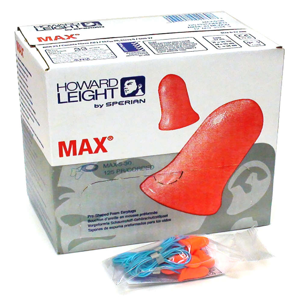 arquivos-ids-158468-max-30.jpg TAPON DE OIDO DE ESPUMA C/CORDON MODELO MAX NRR 33 DECIBELES CJA X 100PARES HOWARD LEIGHT MAX-30 - Imagen 1