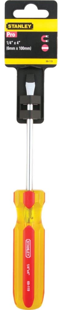 arquivos-ids-158914-69-119-s.jpg DESARMADOR PLANO PUNTA ESTANDAR MAGNETICA 1/4" X 4" STANLEY 69-119-S - Imagen 1
