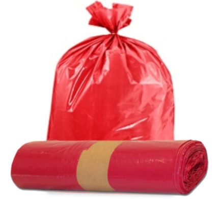 BOLSA PLASTICA COLOR ROJO 140LTR X 1.5MIC