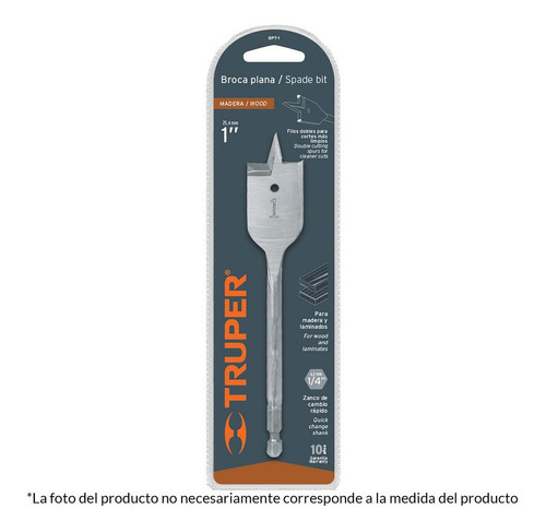 broca_paleta.jpg BROCA TIPO PALETA MECHA PLANA PARA MADERA 3/4" TRUPER 11378 - Imagen 1