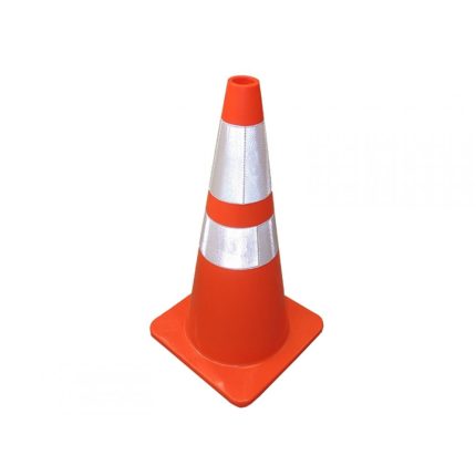 CONO DE SEGURIDAD PVC COLOR NARANJA CON CINTA REFLECTIVA 28"