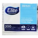 PAPEL TOALLA INTERFOLIADO ELITE PLUS DOBLE HOJA BLANCO PAQUETE 200 HOJAS ELITE 361531 / 361661