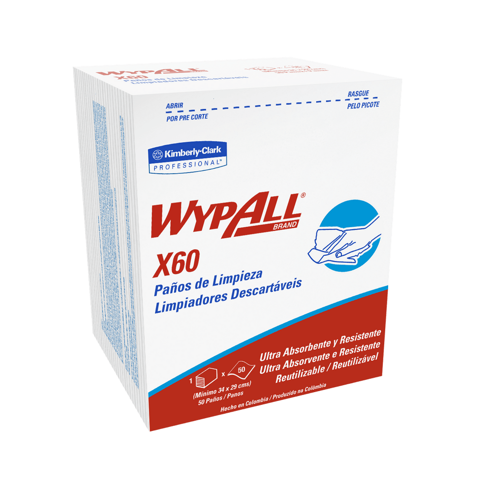 wypall_x-60_30227886.png PAÑO INDUSTRIAL ABSORBENTE C/BLANCO PQT X 50 PAÑOS WYPALL X-60 QUARTERFOLD 30227886 - Imagen 1